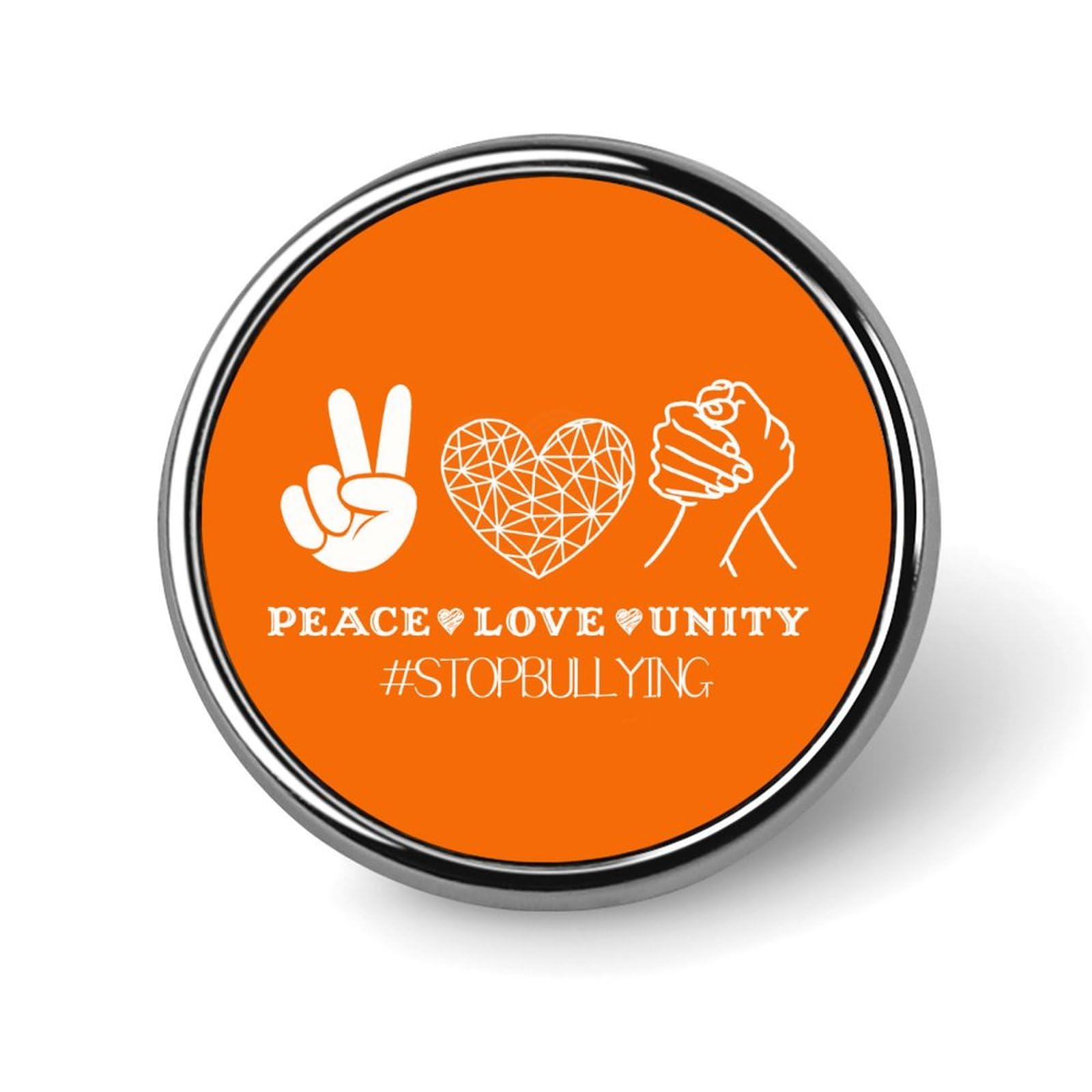 Unity Day - Peace Love Unity Anti Bullying Orange Pins Round Buttons Brooches Enamel Lapel Pin Party Supplies Decor Badges for Hats Clothes Bags