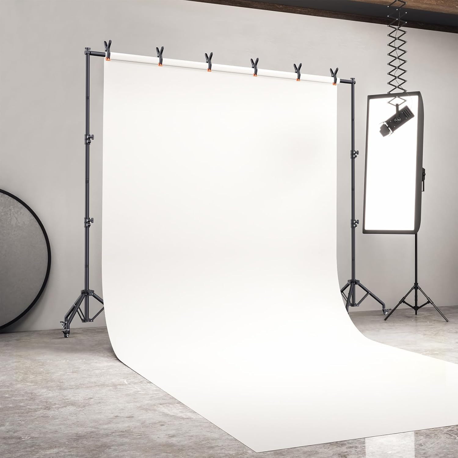 Backdrop Stand with Wheels 10x7.5Ft (WxH), Photo Backdrop Stand Easy to Move,Heavy Duty Back Drop Adjustable Stand for Parties,Banner Stand Photography and Video Studios