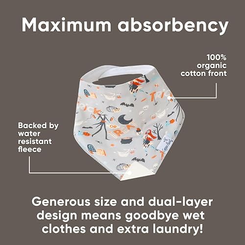 Miniatura 41 de Copper Pearl Paquete de 4 baberos de algodón suave para babeo y dentición, baberos absorbentes para bebés niñas y niños, ajustables para adaptarse a