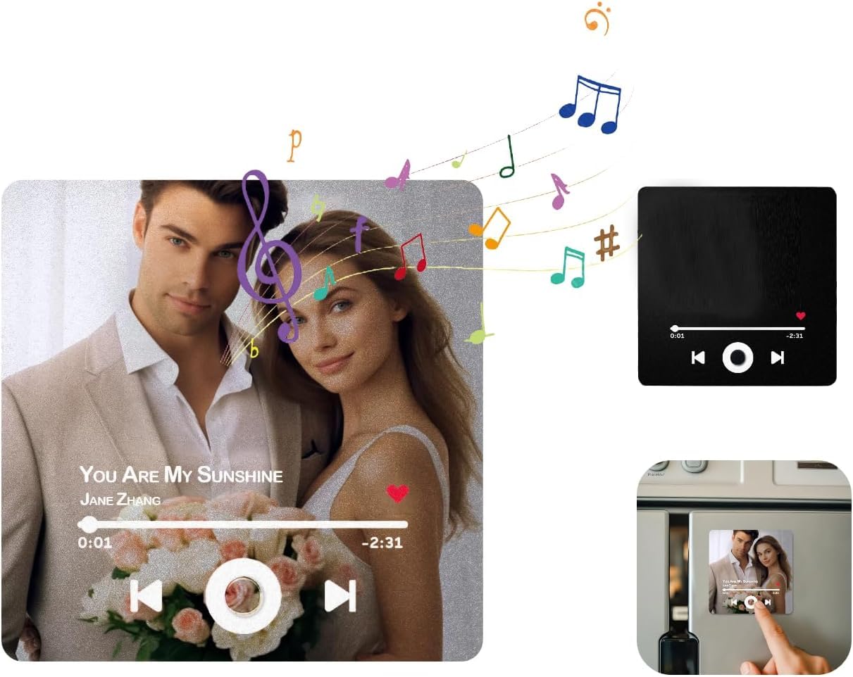 Magnete Da Frigorifero Musicale Personalizzato Con Foto E Lettore Integrato – Regalo Creativo Per Coppie, Natale, Anniversario, 6 Colori