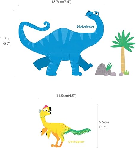 Miniatura 6 de DECOWALL DS-8032 - Calcomanías de pared de dinosaurio colorido para niños, calcomanías de pared extraíbles para niños, guardería, dormitorio, sala