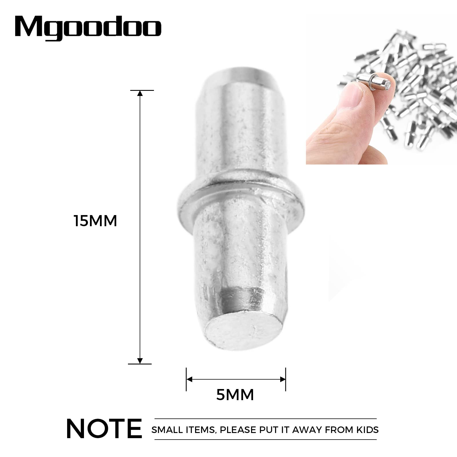 20Pcs Shelf Support Pins 5x15mm Silver Tone Cabinet Pegs Hardware — Amazon image 2