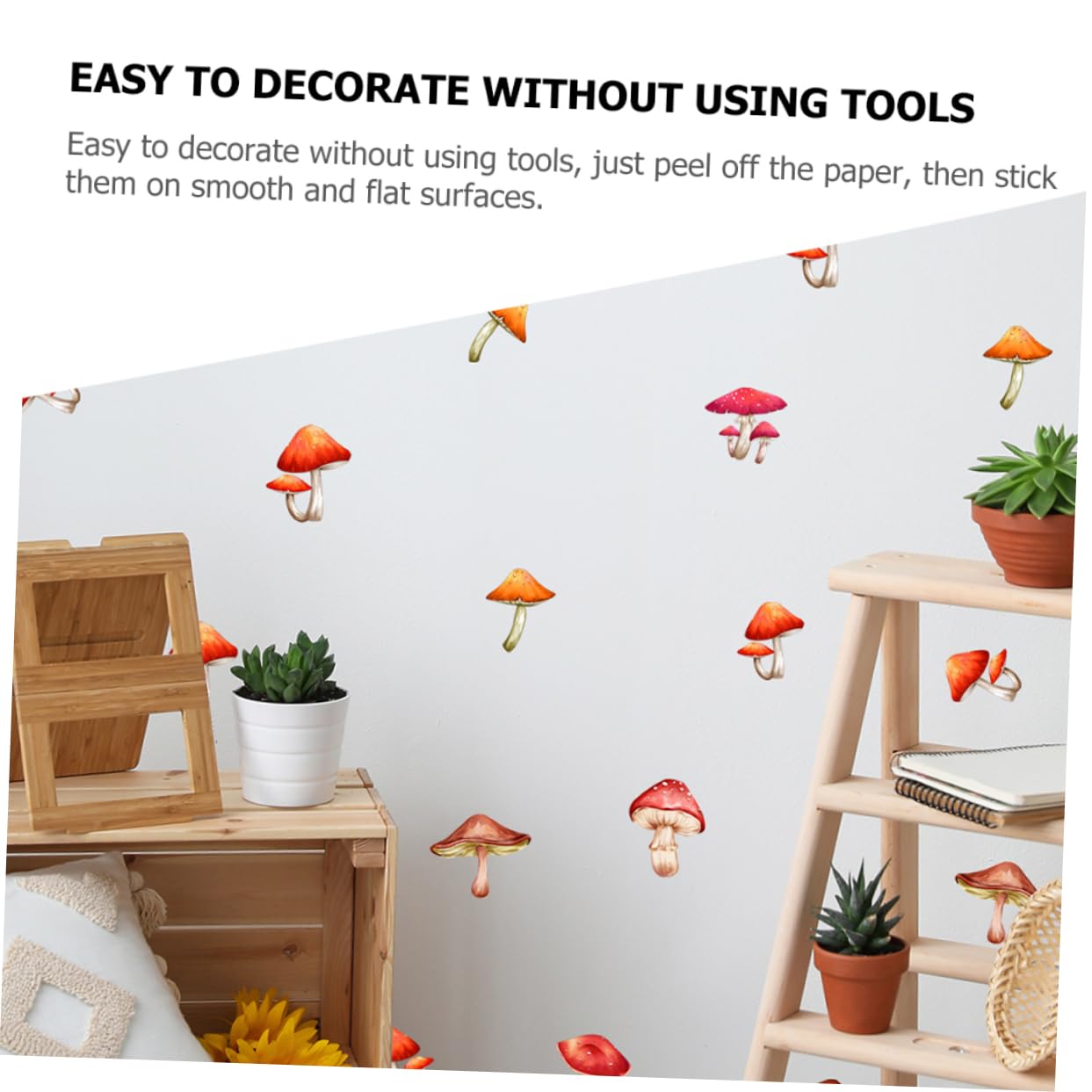 STOBOK 6 Blätter Pilz Wandaufkleber - Selbstklebende PVC Aufkleber Für Wohnzimmer & Kinderzimmer