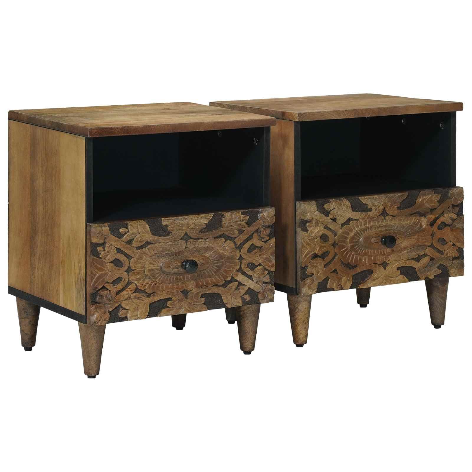 Table de nuit en bois manguier massif pour optimiser le rangement des petites chambres