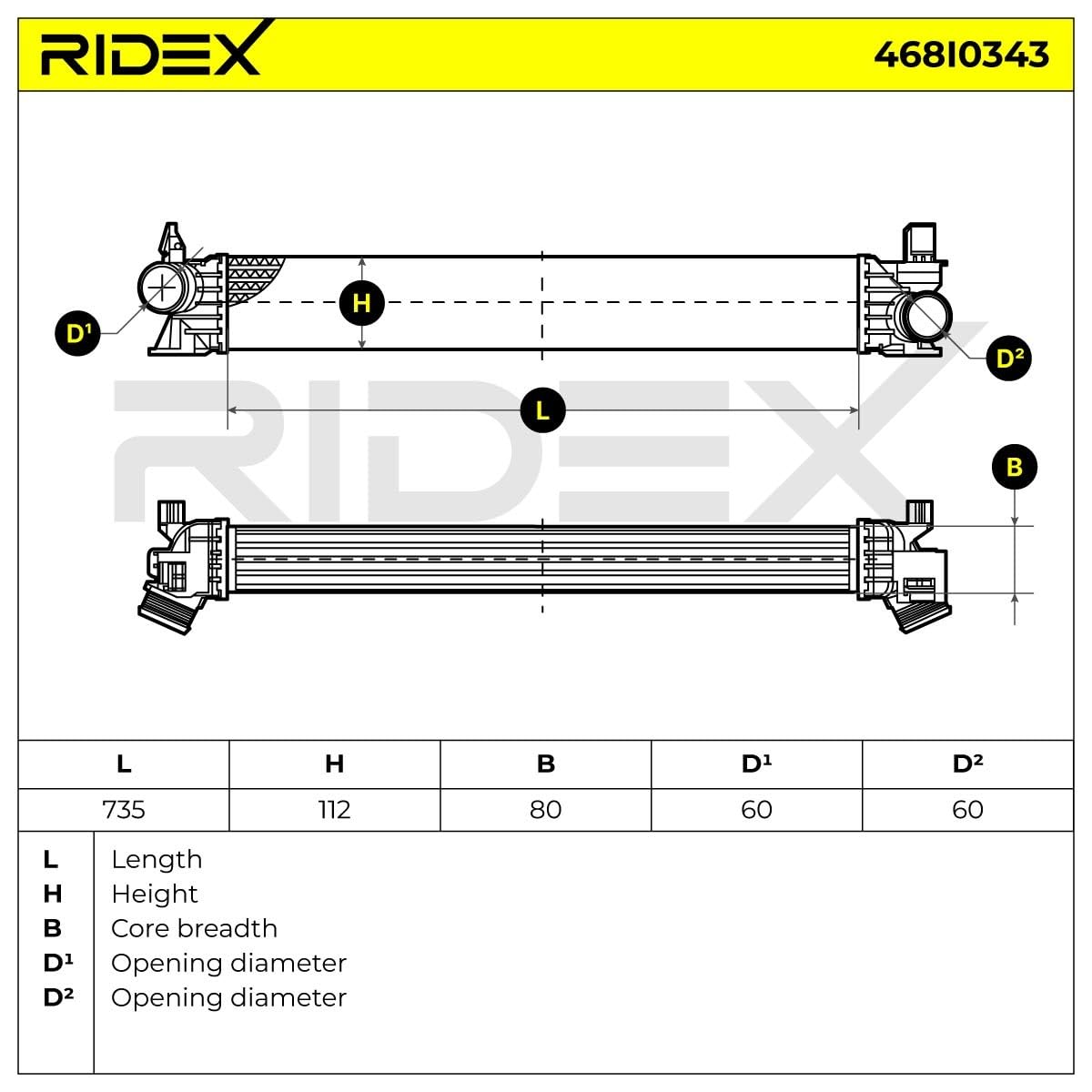 RIDEX 468I0343 Intercooler senza valvola EGR (ricircolo gas scarico) Compatibilità con PEUGEOT BOXER Furgonato