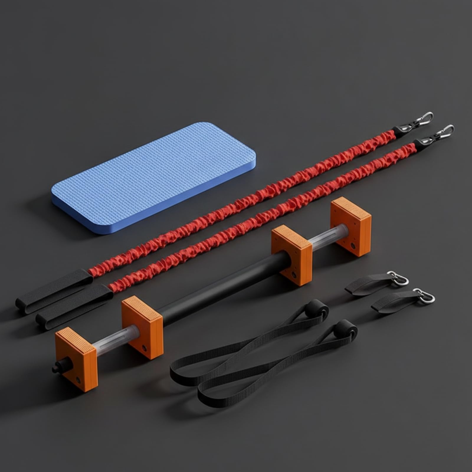 Set Fitness con Accessori Antiscivolo |, da Ginnastica con Bande Elastiche, Robusto, Attrezzo, per Casa