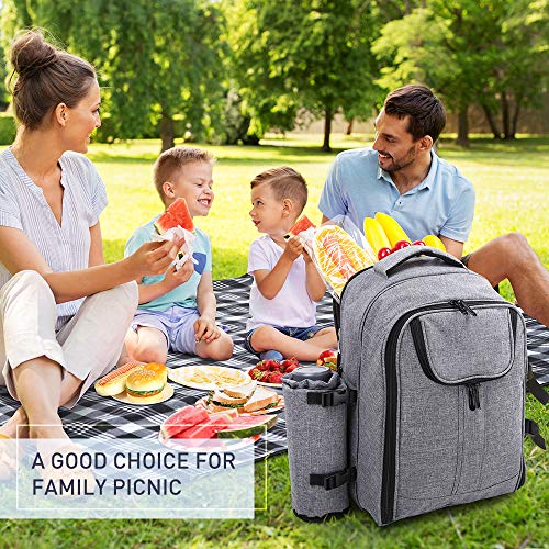 Forbidden Road Cooler Backpack Cooler Picnic Backpack With Blanket Soft, Cooler Compartment, Bottle Holder Waterproof Picnic Bag For Outdoor Hiking Backpacking Traveling Short Trip Workout Work (Gray) #TOP5