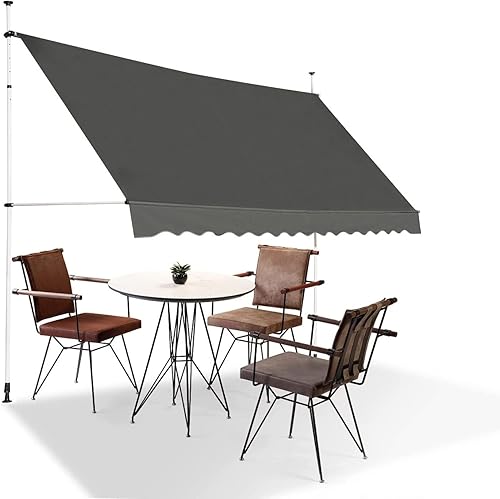 Miniatura 8 de Toldo retráctil para patio, toldo impermeable para puertas, ventanas, cubiertas, porche, patio trasero, jardín (color beige (soporte blanco)