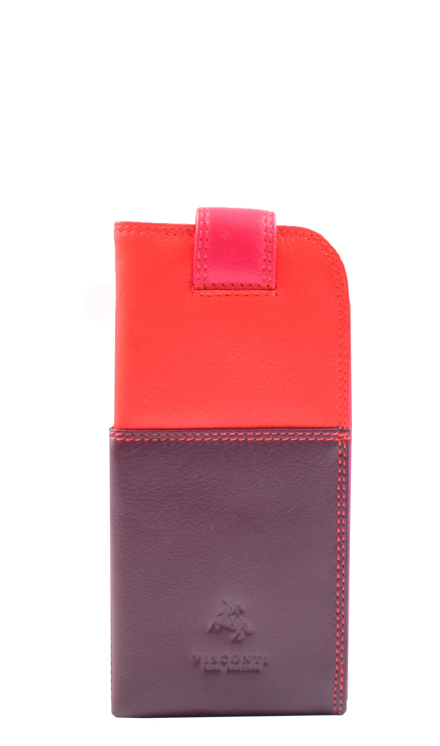 Real Leather Soft Slim Nappa Leather Glasses Case Cover With Tab Fastener HOL6011 Multi Colours Available (PLUM MULTI)