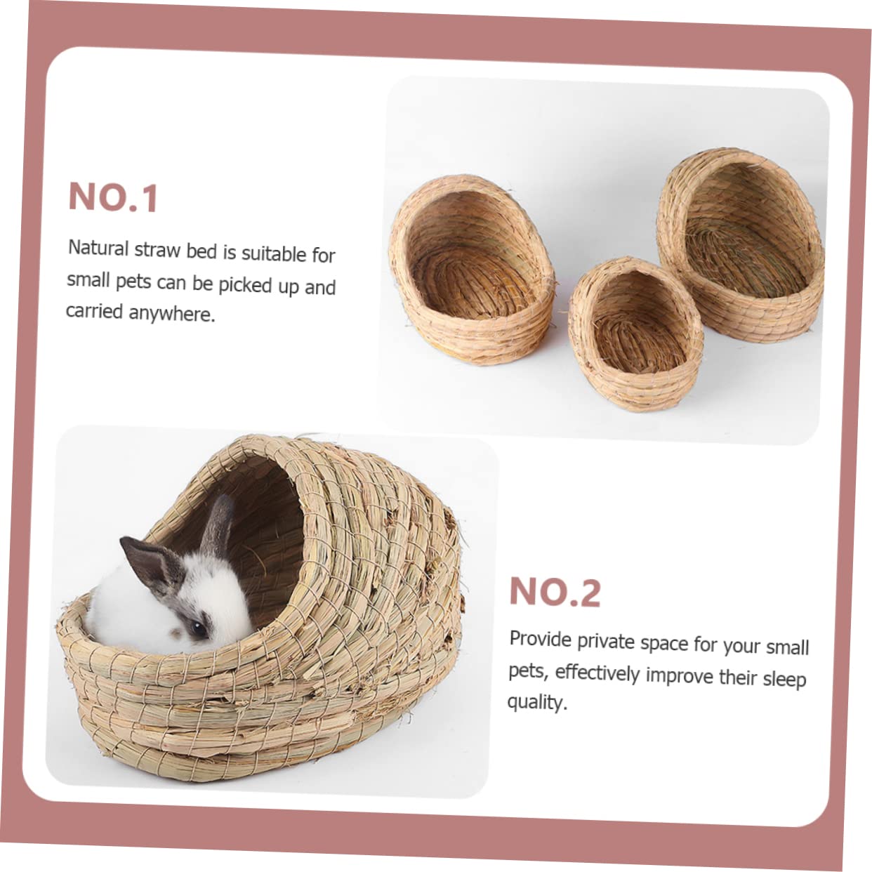 TOYANDONA Gewebtes Hamsternest für Kleine Haustiere, Grün, aus Stroh