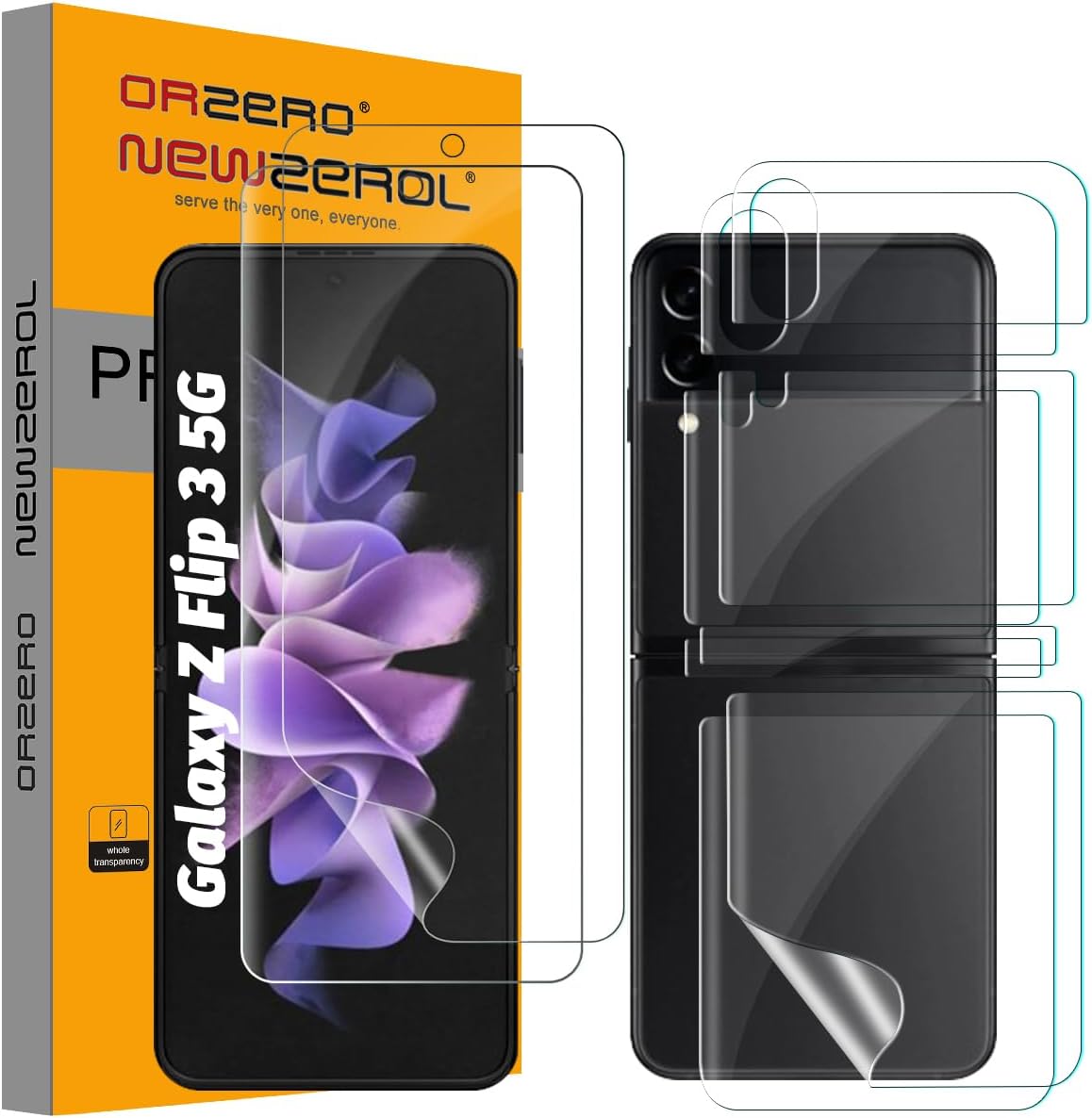 Orzero (2 Sets 8 Packs) TPU Screen Protector Compatible for Samsung Galaxy Z Flip 3 5G (Not Glass) Protector De Pantalla Premium Quality Anti-Scratch High Definition Bubble-Free