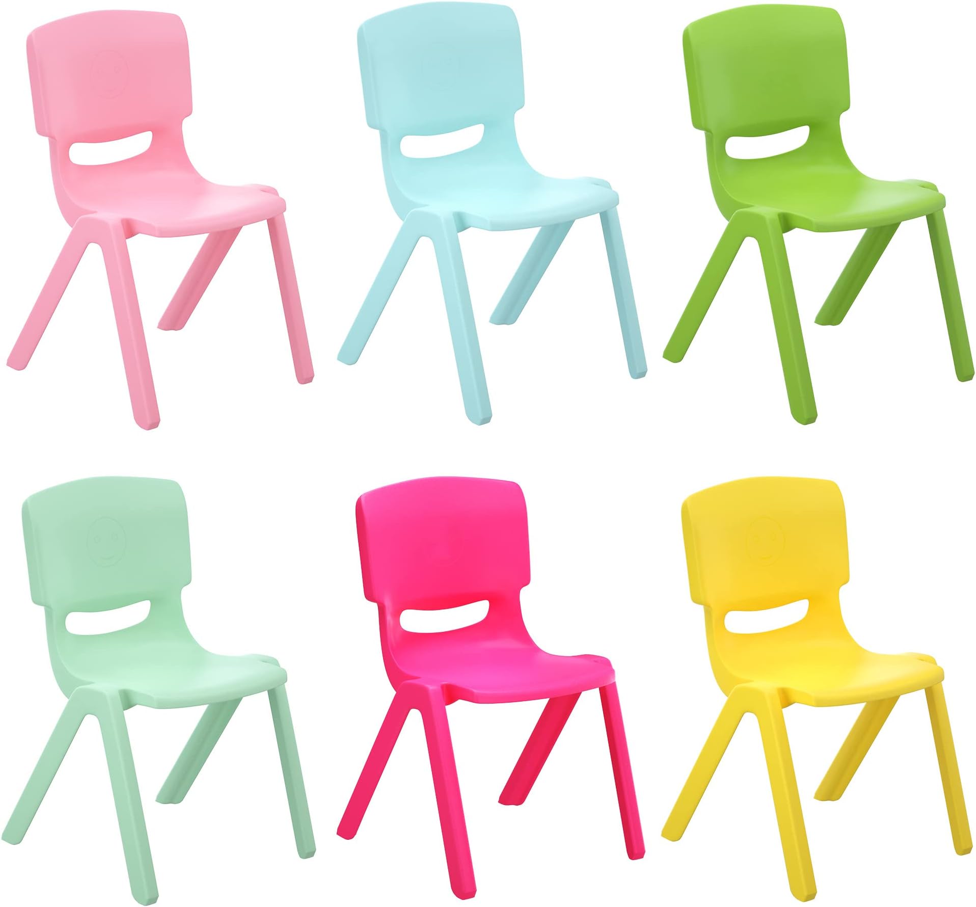Jolitac 6PCS Colorful Stackable Chair Children School Chairs Plastic