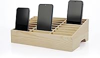 Vista 10 de Soporte de Teléfono Celular de Madera de 24 Cuadrículas Organizador de Escritorio Caja de Almacenamiento para Aula y Oficina (Azul 24 Cuadrículas)