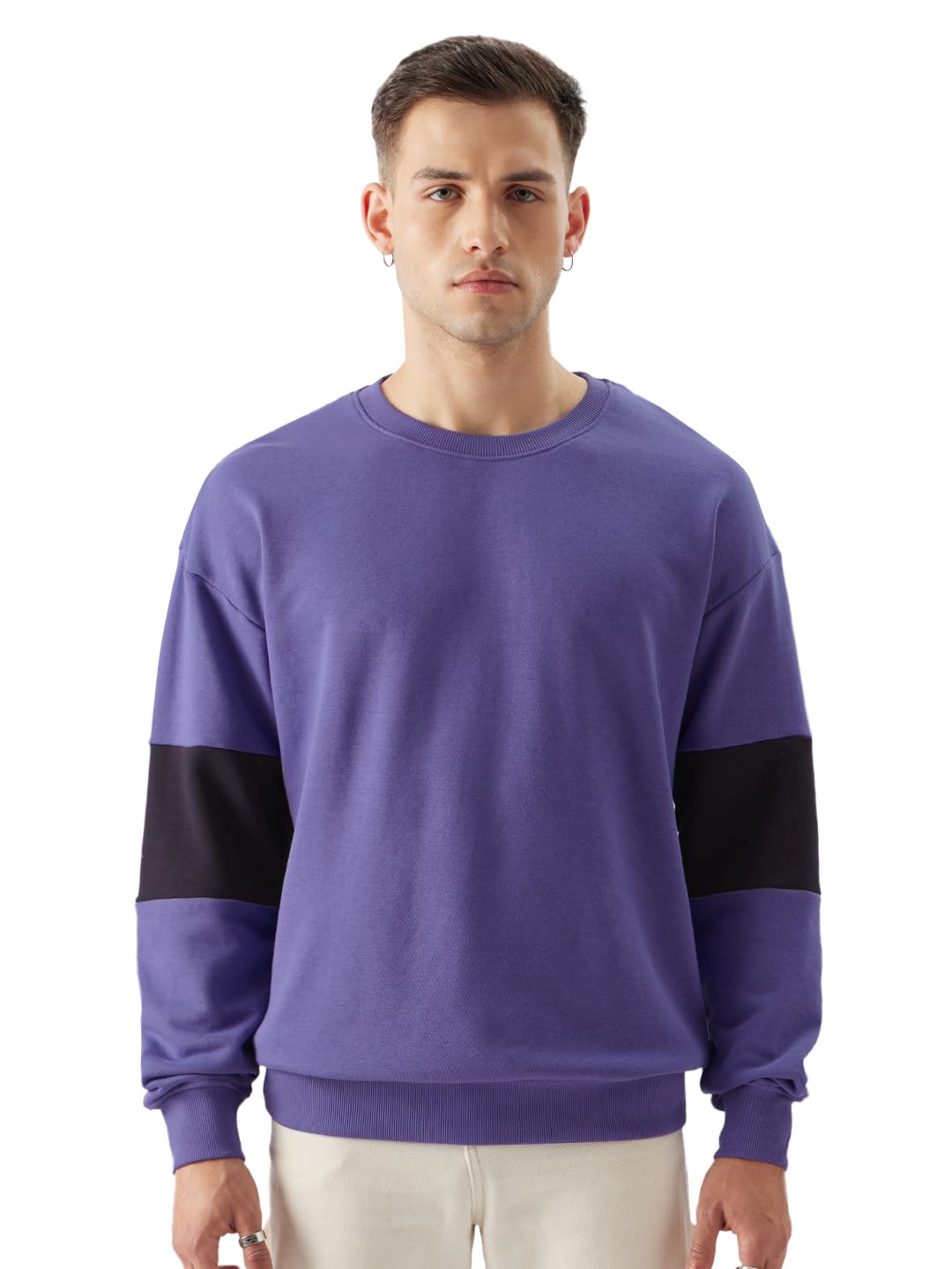 the souled store Violet Berry Men and Boys Pull On Long Sleeve Crew Neck Solid Oversized Fit Sweatshirts Oversized Sweatshirts for Men Hoodies Pullovers Graphic Printed Relaxed Loose Fit Drop-picture-39