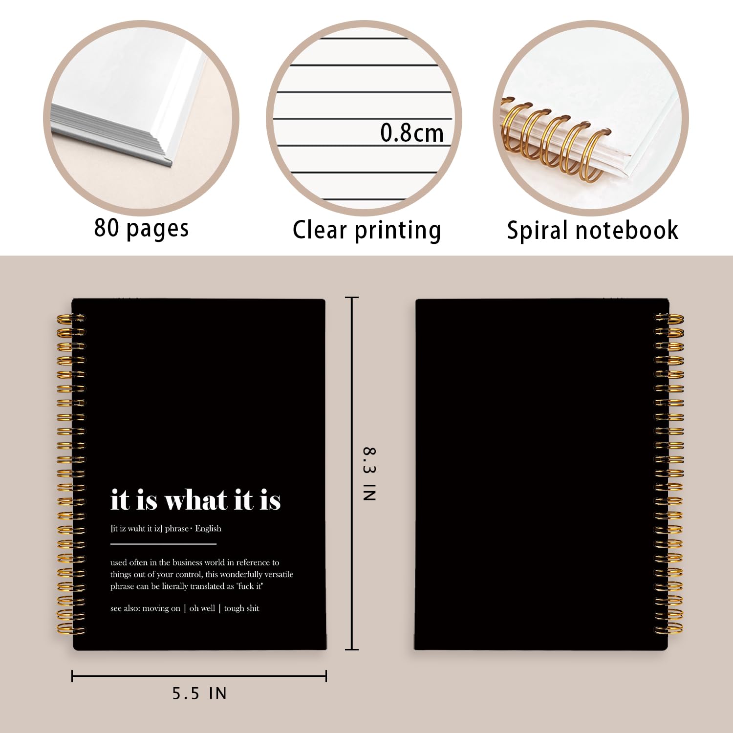 LIANGW It is What It is - Taccuino divertente per lavoro, regalo umoristico per ufficio, regali divertenti per ufficio per colleghi, forniture per ufficio divertenti, quaderno a spirale con copertina