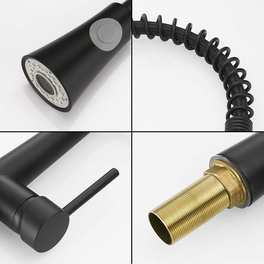 Super Cheap 🛒 WANMAI Kitchen Faucet with Pull Down Sprayer Commercial Single Handle High Arc Sink Faucets, Matte Black with LED Light