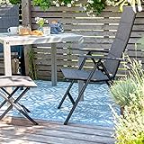 Vanage Polywood Aluminium Gartentisch stabil + pflegeleicht 90x90cm silber - 6