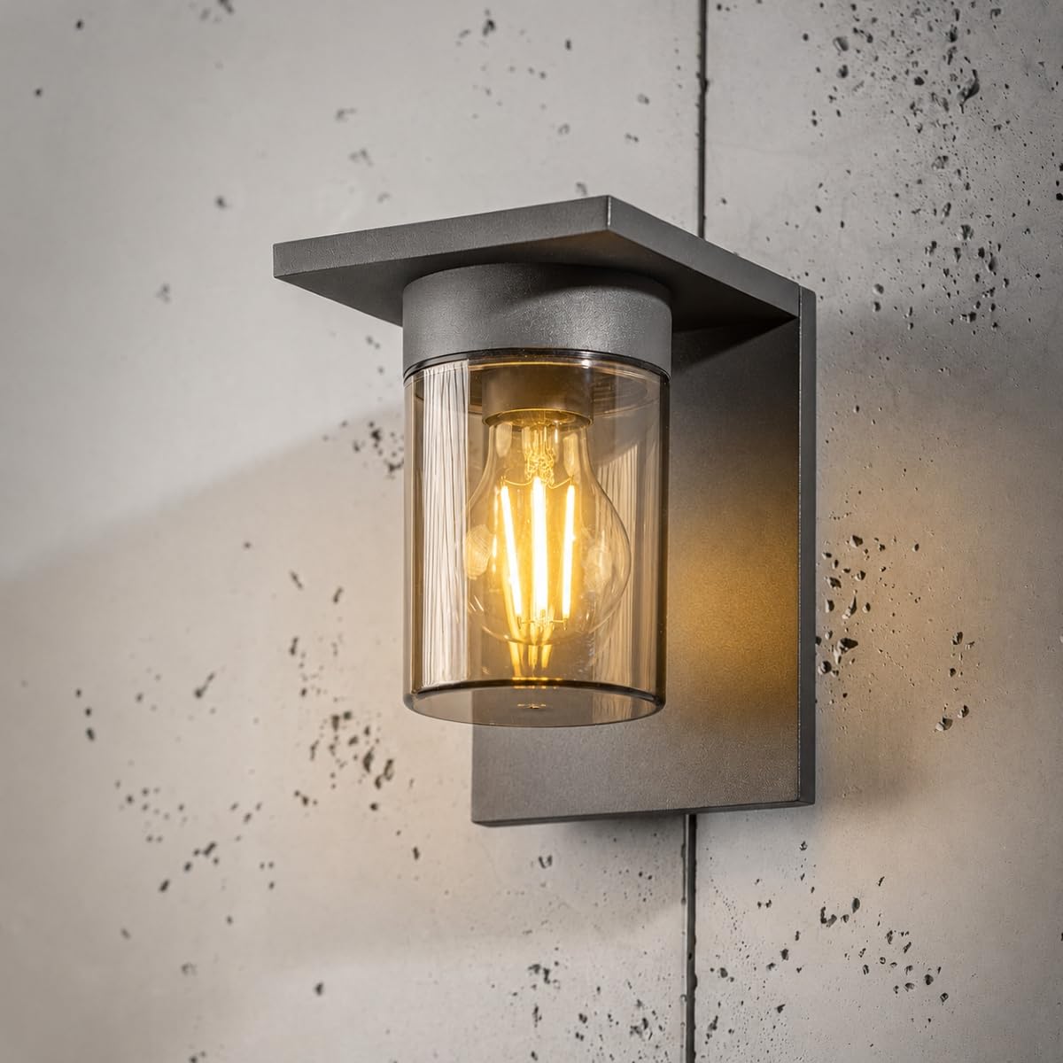 CGC Lighting Cgc Avery Anthracite Grey E27 Outdoor Wall Light Lantern Smoked Diffuser Ip54 from B&Q