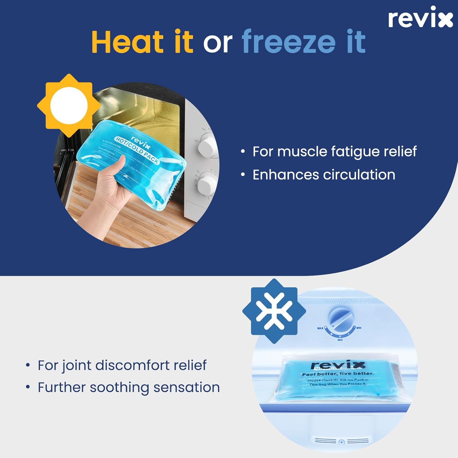 REVIX Ice Packs for Injuries Reusable, 2 Packs Hot & Cold Gel Ice Packs with PVC Cooling Design & Adjustable Strap, Flexible Therapy on Joints, Muscles, Shoulder, Back and Knee (10" x 5" Blue) - Image 7