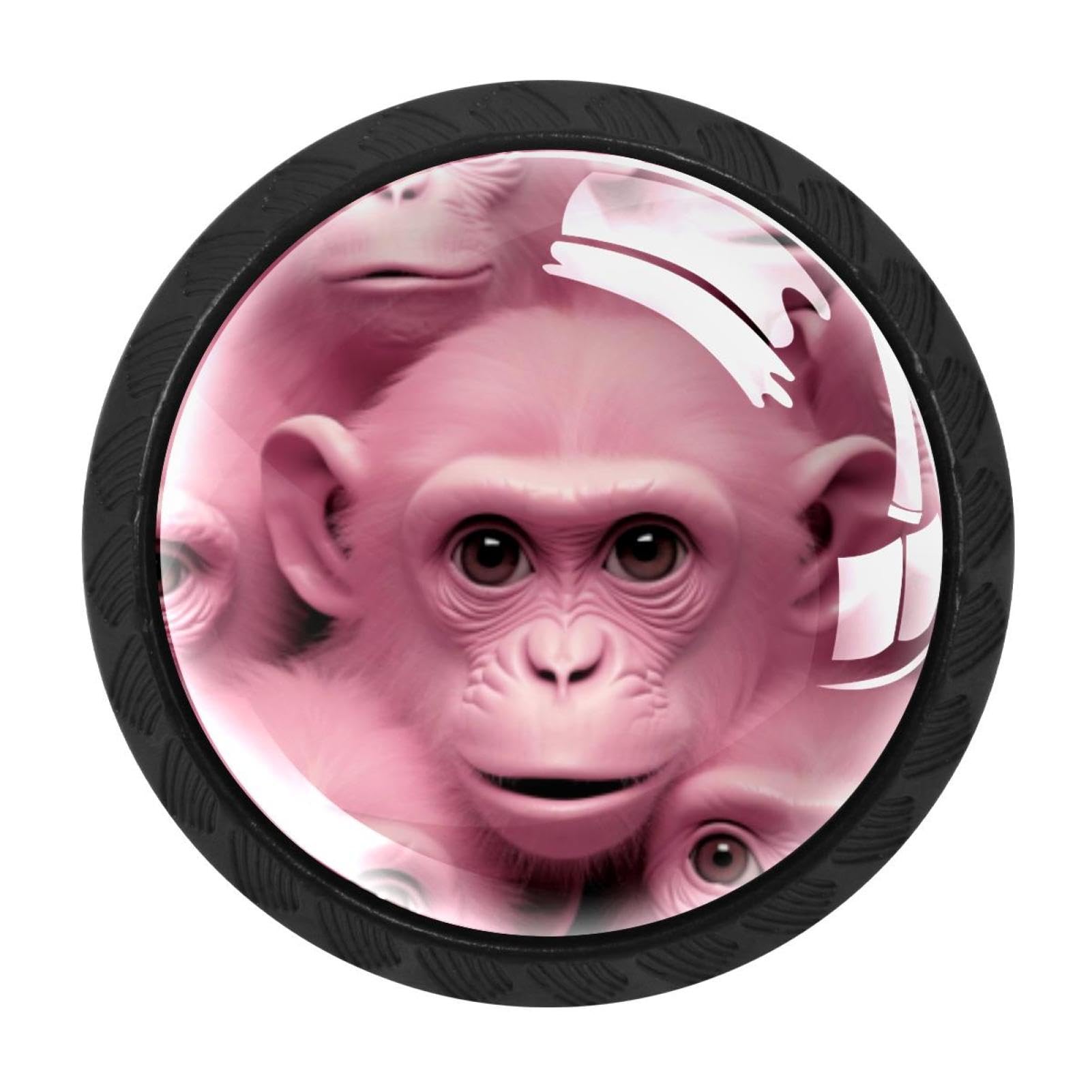 Chenzzzz Multicolored 01 Pink Monkey Orangutan Drawer Knobs 4 Pack Crystal Dresser Knobs 35Mm Glass Cabinet Knobs For Home Office Bathroom