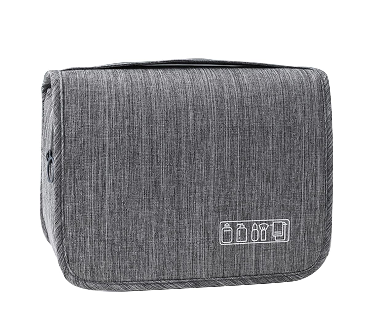 Hanging Travel Toiletry Bag for Men & Women, Foldable Travel Wash bag with Hanging Hook, Large Capacity Travel Organizer Makeup Cosmetic Bag Gray