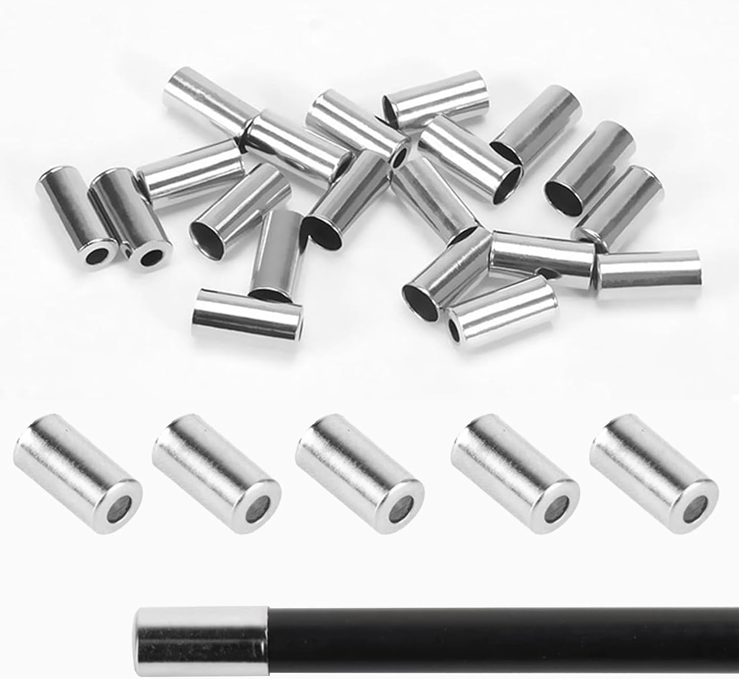 200 Stück Silber Endkappen, 5mm Zylinder Endhülse Für Bremszug Und Schaltzug, Fahrrad Bremszug Schaltzug Aluminium Endkappen, Universal Fahrradzubehör, Fahrradzug Endhülse, für Fahrrad Ersatz