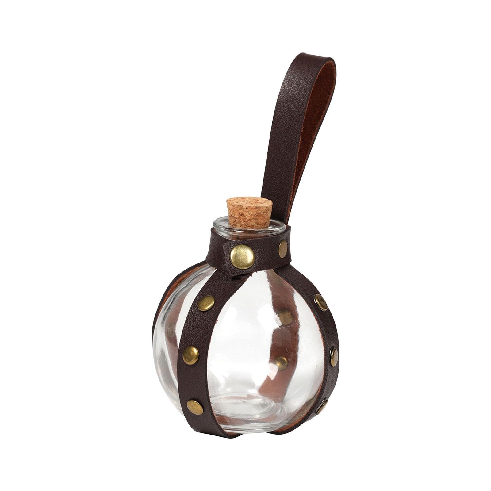 3 bottiglie sferiche per pozioni rotonde da 241 g, in vetro con tappo in sughero, barattoli trasparenti per pozioni, bottiglie decorative per Halloween, Natale, costumi, oggetti di scena fai da te