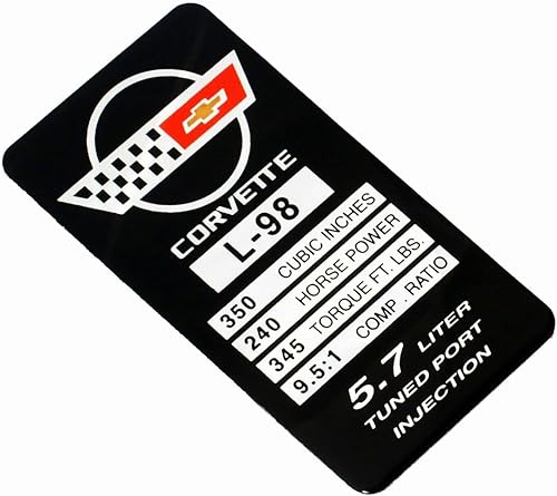 Miniatura 4 de 1 placa de identificación de motor C4 Corvette 1987 L98, placa de datos de metal, placa de identificación 3D, repuesto para Corvette