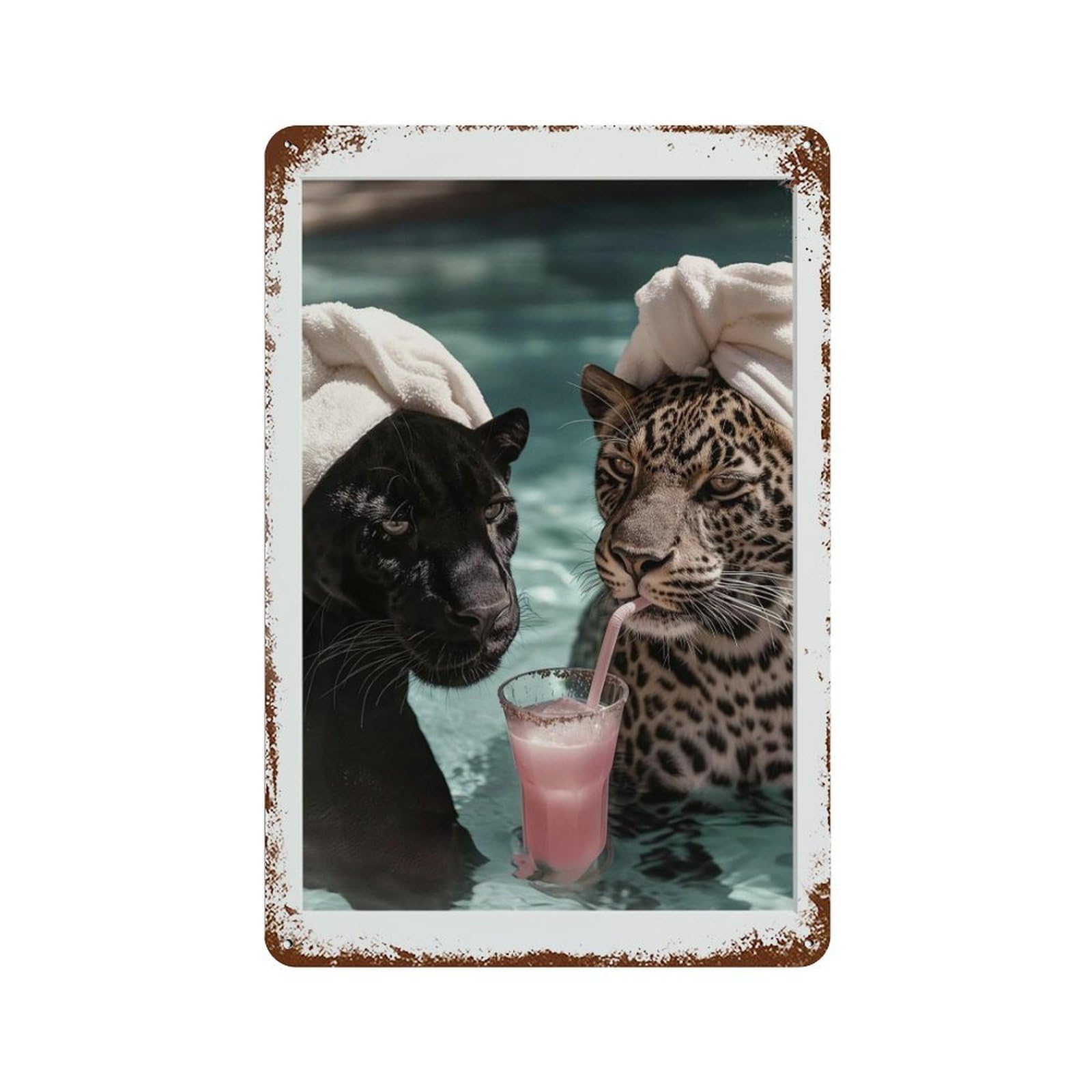 xiaoxiaoshen Pool Panthers, Photography S Wall Decor Art Metal Tin Poster Modern Home Decor Art Home Bar Shop Decorations Vintage Sign 30x20cm