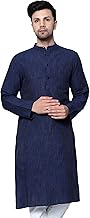 LATEST CHIKAN Men's Cotton Regular Textured Long Kurta Full Sleeves - Casual Ethnic Wear