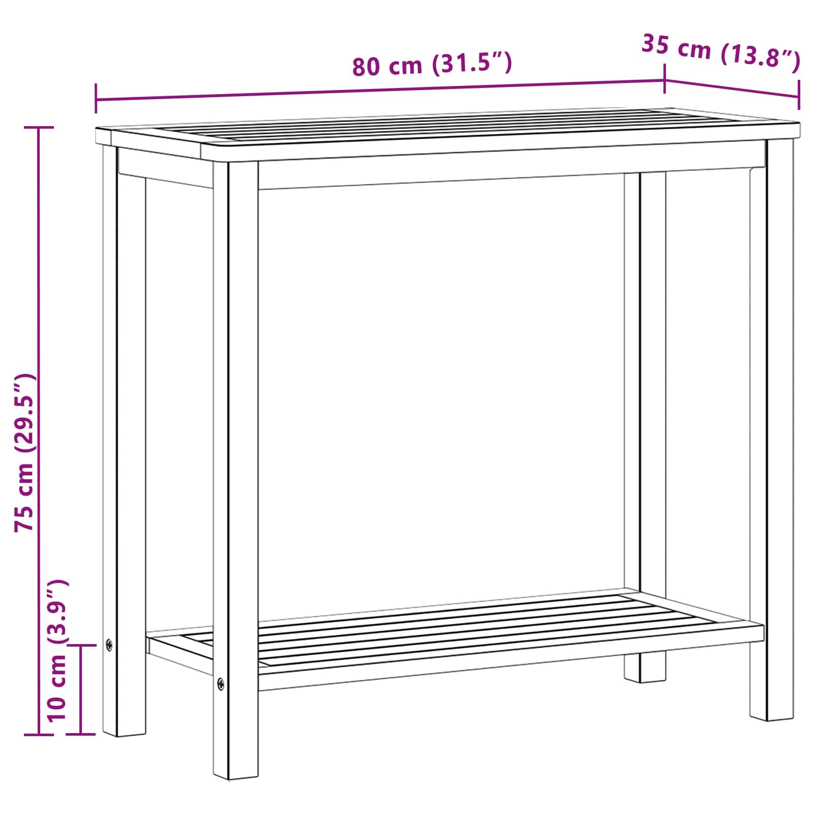 vidaXL Gartenkonsole Tisch Helles Akazienholz 80 x 35 x 75 cm, Garten, Rechteckiger Pflanzer, Rustikales Design, Strapazierfähige Materialien, Viel Stauraum für Pflanzen, Blumen und Gemüse im Garten