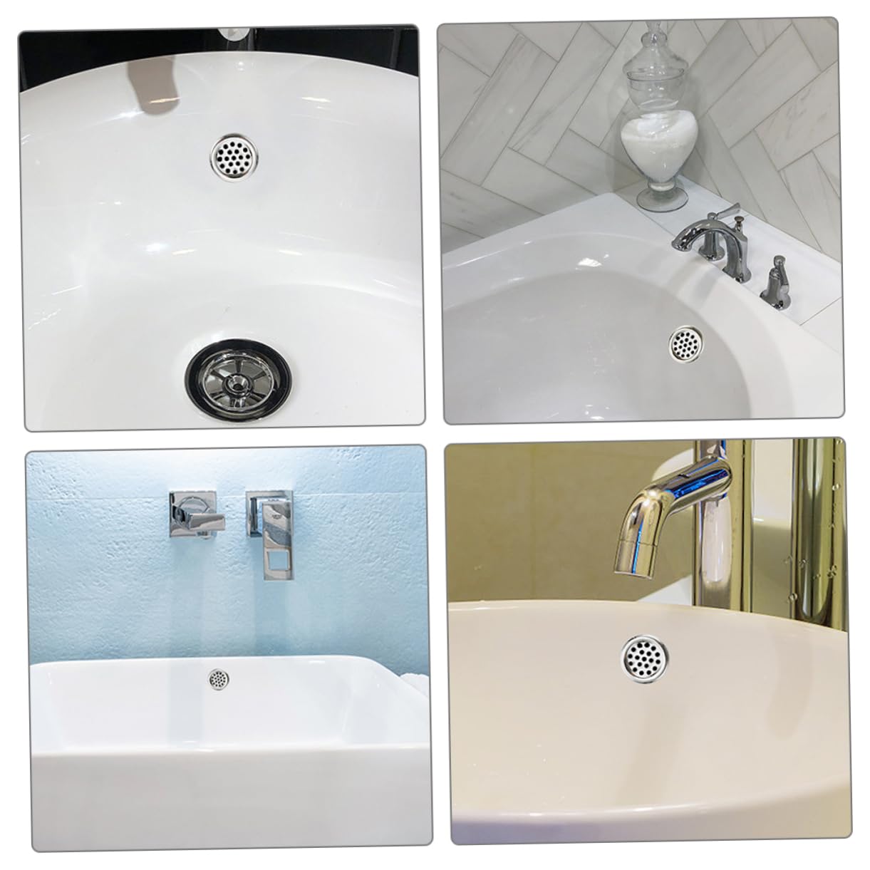Tapa de Desbordamiento Redonda para Lavabo de Baño, 10 Piezas de Plástico Portátil Que Previenen la Fuga de Agua Diseño Elegante y Acabado Limpio