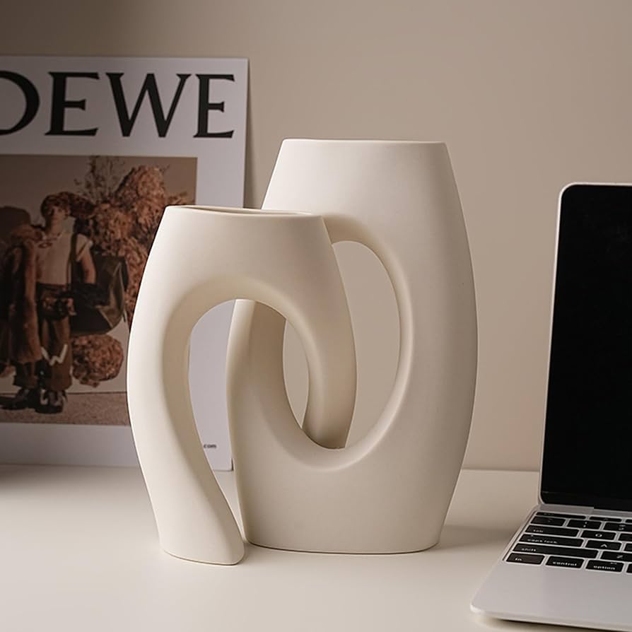 Amazon.com: Linxia Creative Asymmetrical Ceramic Vase Set of Two