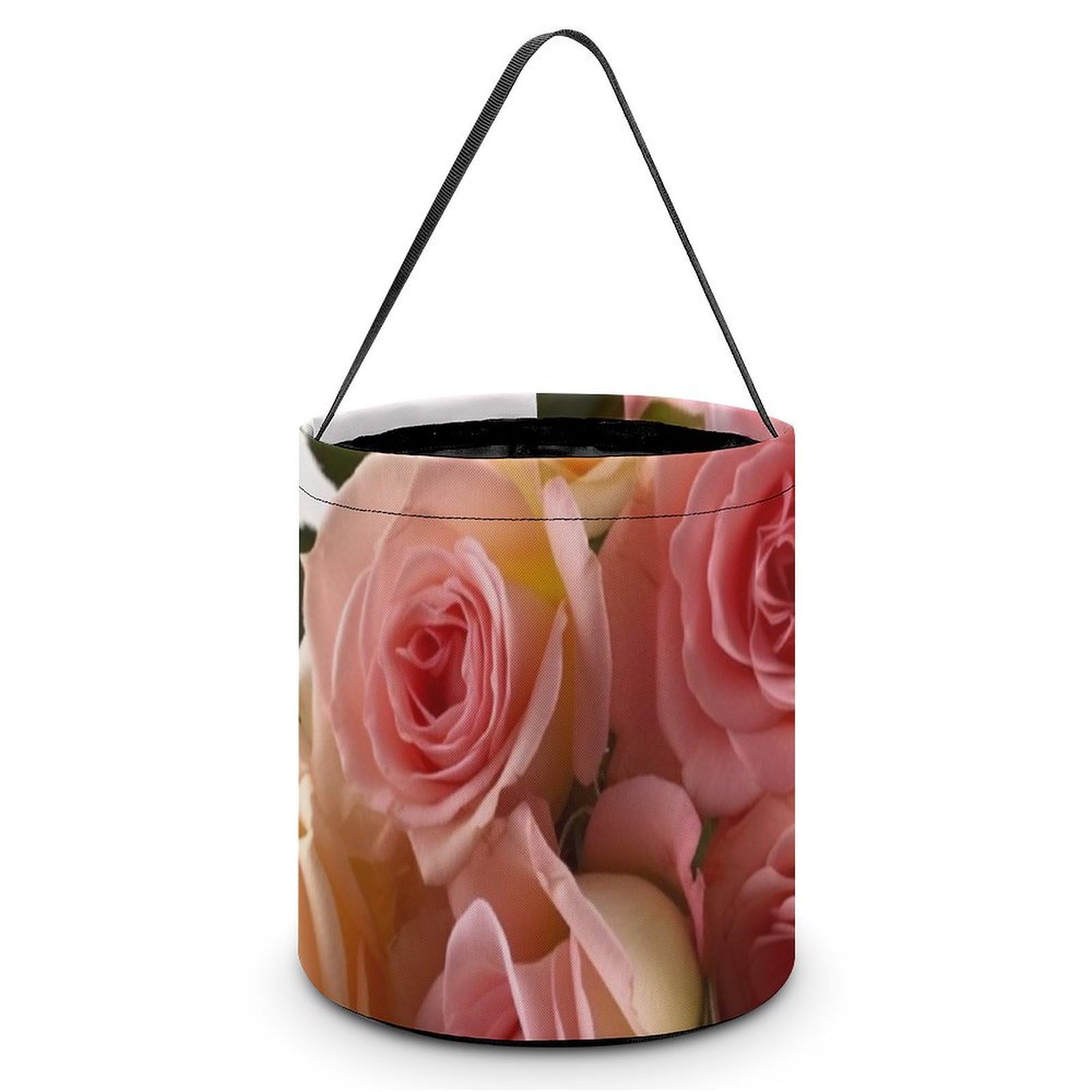 NTVOWPZO Halloween Candy Bucket Roses Flower Trick Or Treat Bags Halloween Candy Tote Bag with Handles Reusable Candy Baskets for Halloween Party Supplies Favors Gift Bags