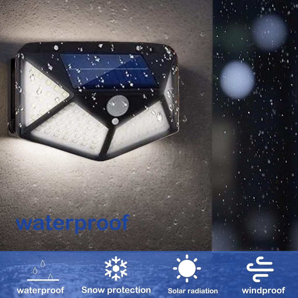 Hqynss 100 LED Solar Security Lights Outdoor, 4 Pack 800mAh - Image 3
