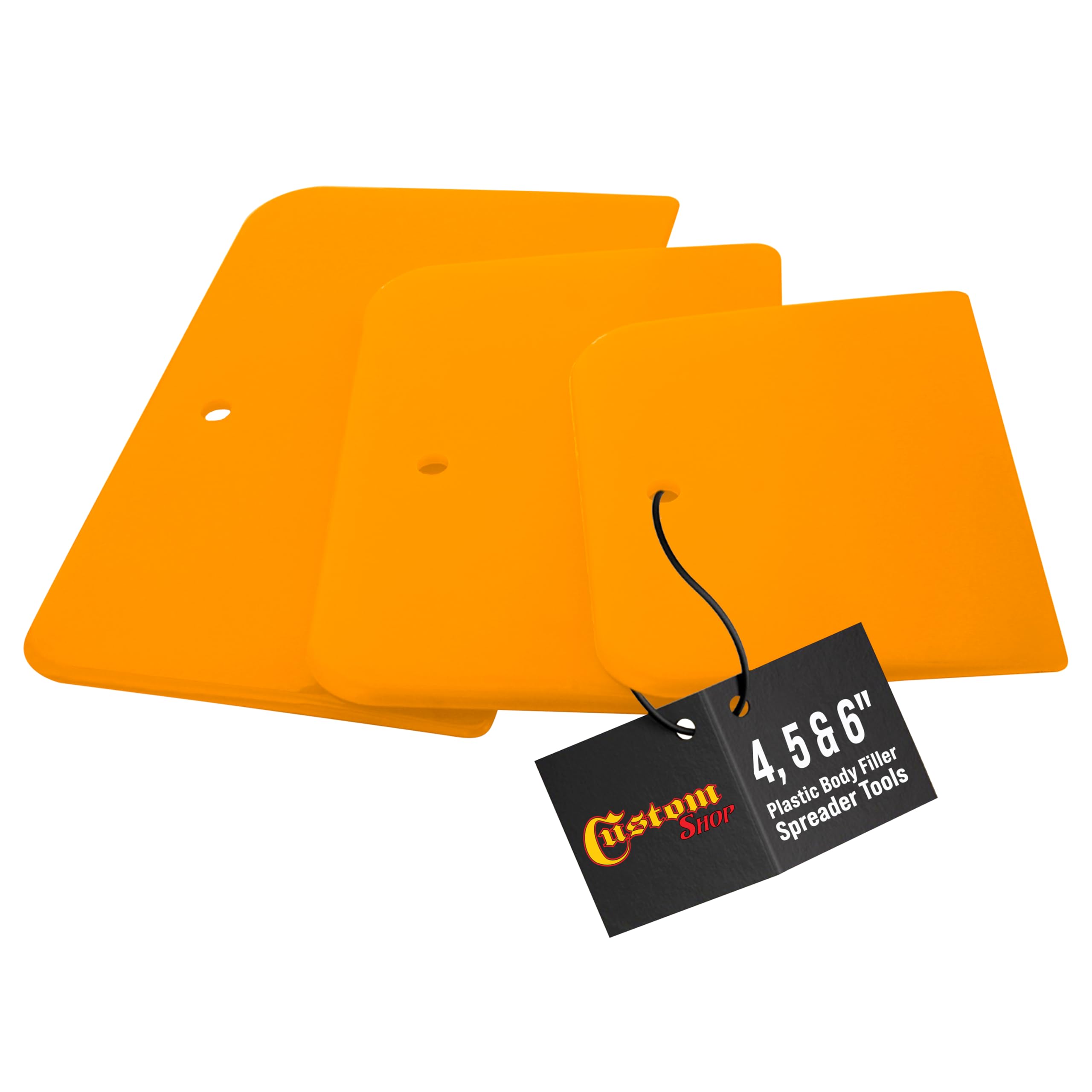 Custom Shop - 4, 5, & 6 Inch Body Filler Spreaders for Automotive Body Fillers, Putties and Glazes - Easy, Precise, and Reusable Application - Variety Pack