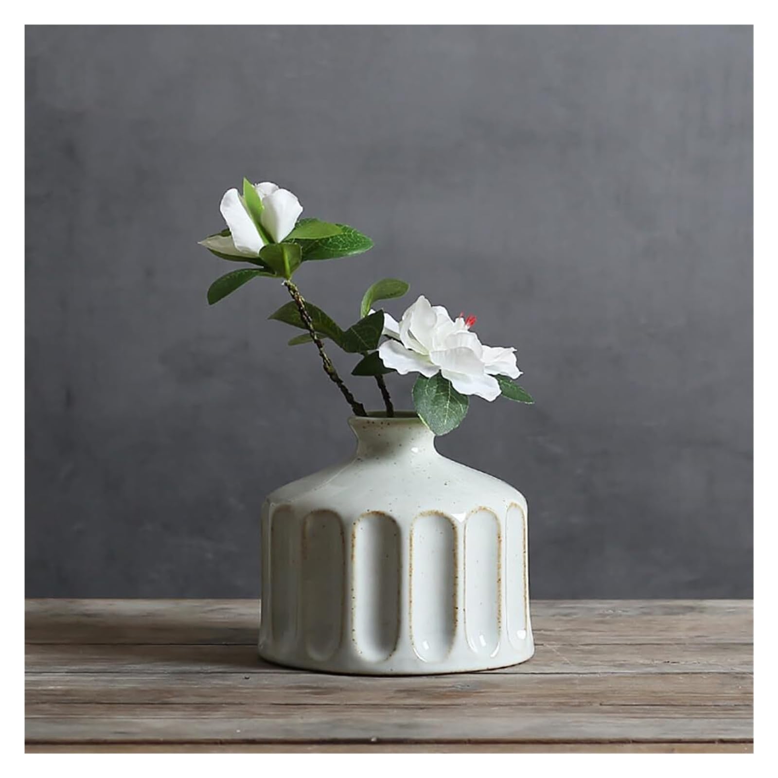 Vase céramique blanc rustique pour herbe pampa et fleurs séchées de salon