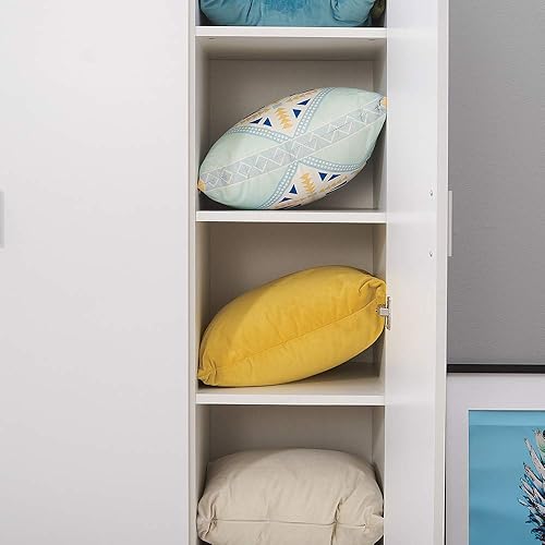 Miniatura 4 de Panana Armario de 3 puertas, Armarios con estantes de almacenamiento y riel colgante Armario de almacenamiento de ropa para dormitorio