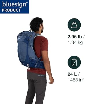 Osprey Stratos 24L Men's Hiking Backpack - Adjustable Daypack with Waterproof Raincover & Bottle Pockets, Pine Leaf