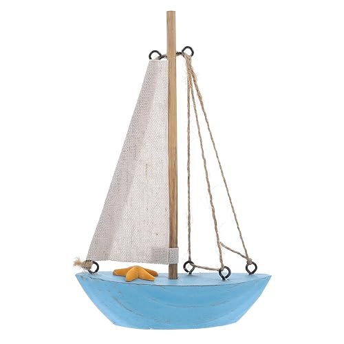 Luxshiny Mediterranean Wooden Sailboat Ornament Nautical Sailing Ship Model Small