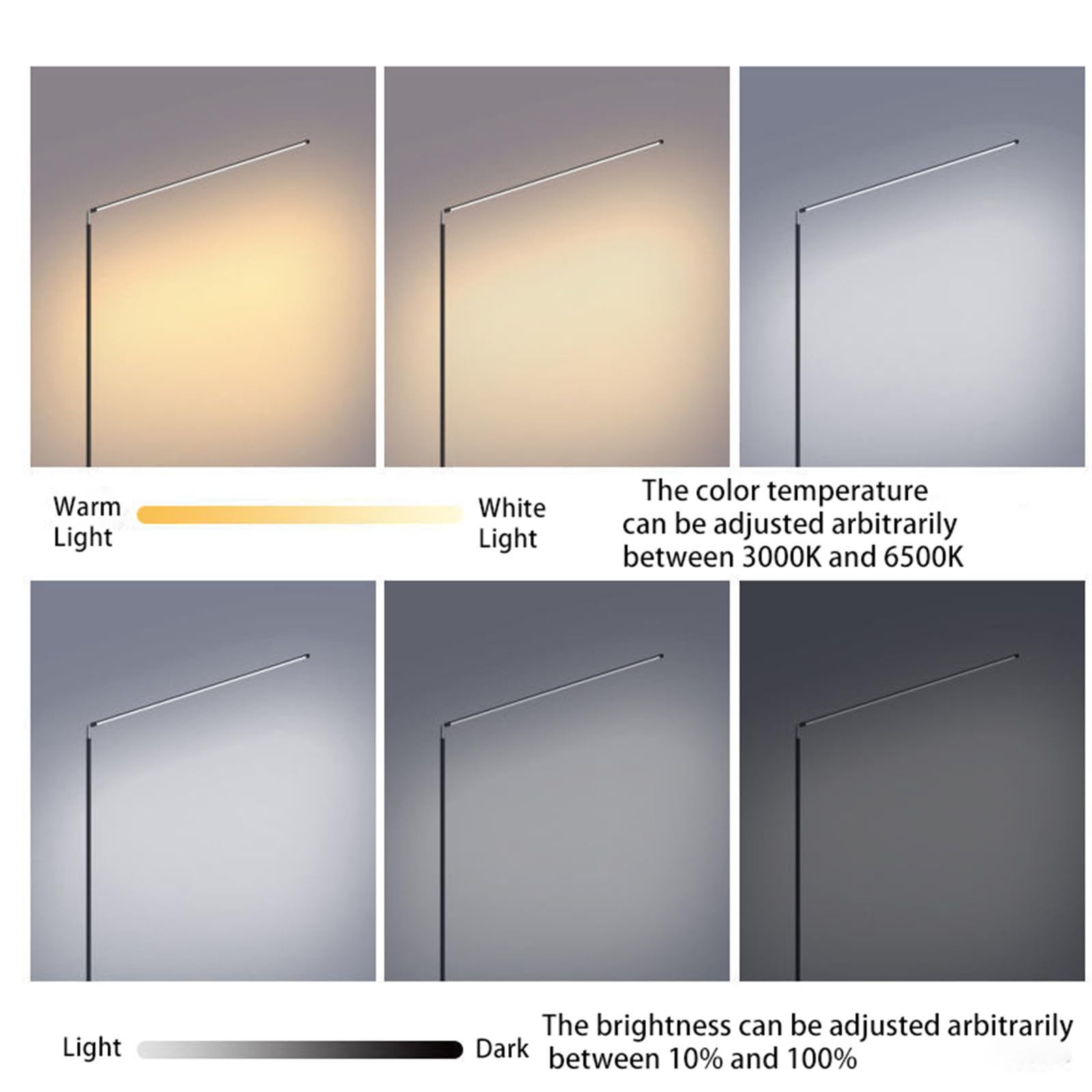 LED Schreibtischlampe Modern Vertikal mit Fernbedienung Tischlampe Verstellbare Farbe & Helligkeit Dimmbar Bodenlampe Drehbar Metall mit Stecker Kabel Schalter Stehlampe für Arbeitszimmer (Weiß)