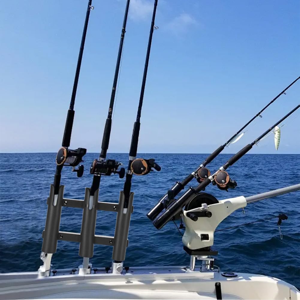 3 Tubes Link Fishing Rod Holder Bracket Plastic (White)