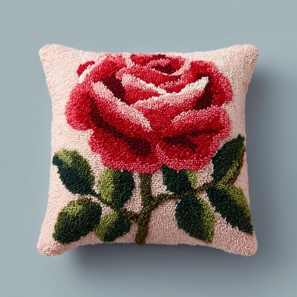 WallustrioaW Latch Hook Kit Cushion Latch Hook Kit,Beautiful Roses