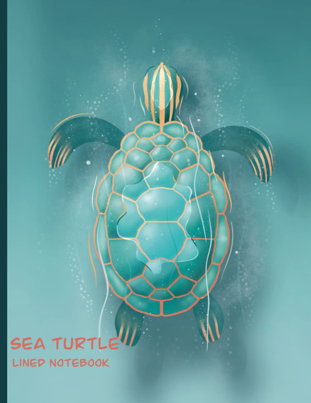 Sea Turtle Lined Notebook: Awesome A4 lined blue journal black interior