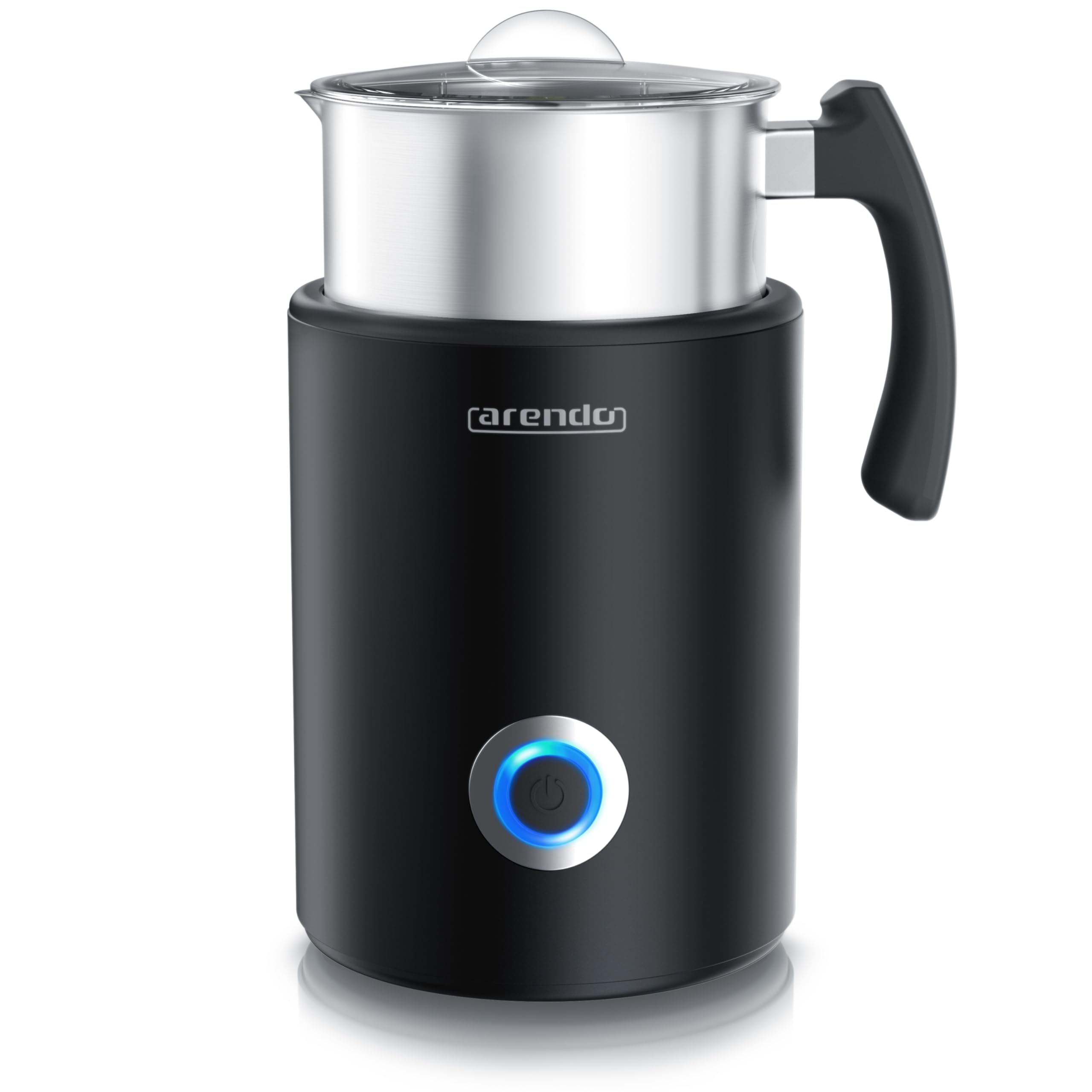 Arendo - Milchaufschäumer Induktion - elektrisch 500 W – 3 Programme – heiß und kalt aufschäumen – 250 ml Aufschäumen – 500 ml Erhitzen – Antihaftbeschichtung – Cappucino/Latte Macciato