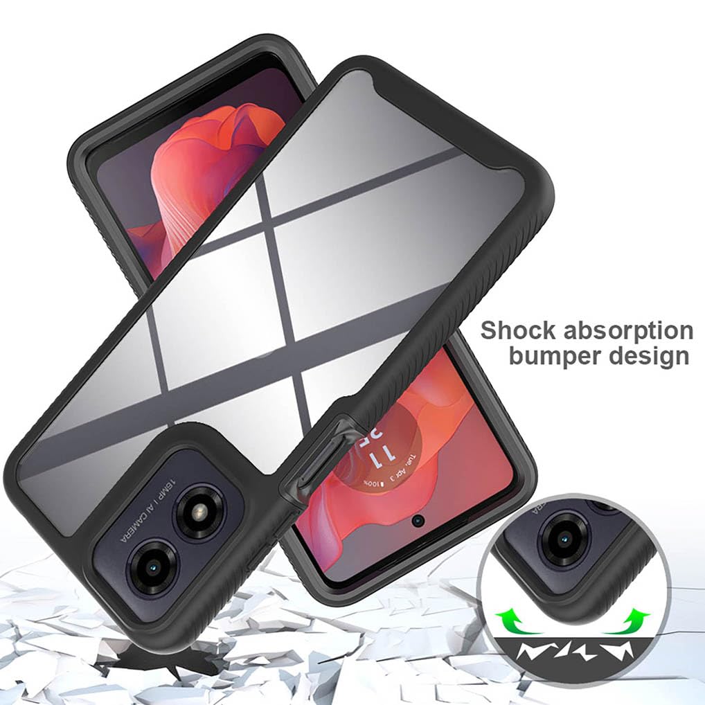 Ivoler Handyhülle Für Motorola Moto G04/G04S/G24 – Mit 2 Panzerglas-Folien, Militärischer Schutz, Schwarz