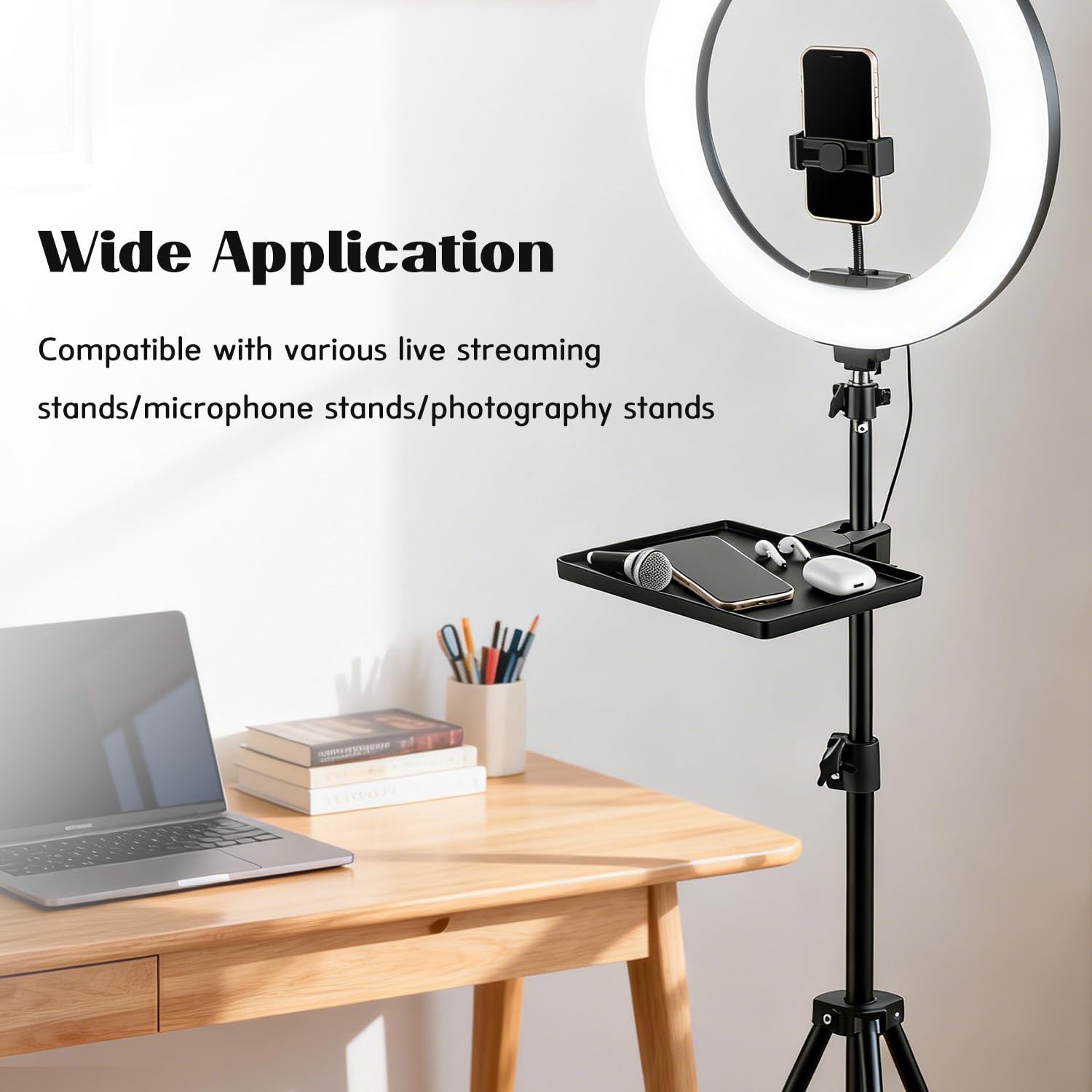 Plateau Carte Son, 27x28x3,5cm Support Micro Pince, Porte-Partitions Universel Streaming Rangement Micro