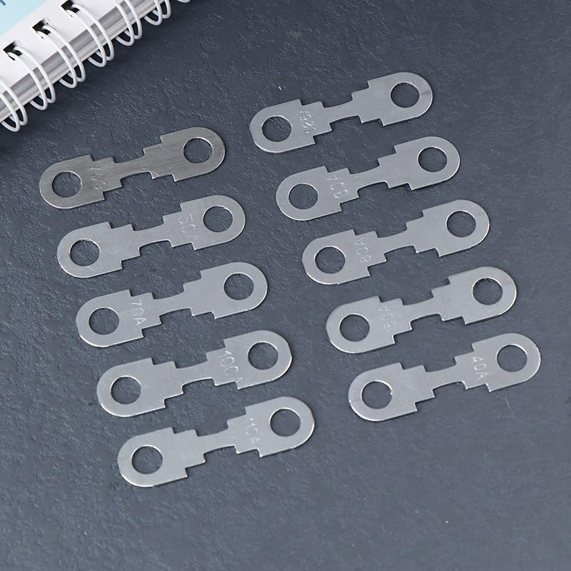 10 Piezas Fusibles Automotrices de Hoja Plana de Zinc 30A-150A 32VDC para Automóvil con Orificios Redondos miniatura 1