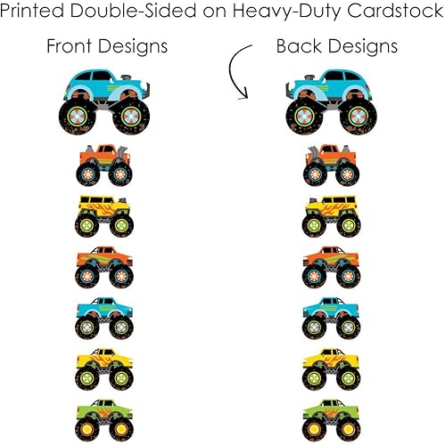 Miniatura 7 de Big Dot of Happiness Smash and Crash Monster Truck - Palitos de centro de mesa para fiesta de cumpleaños para niños, decoración de mesa Showstopper