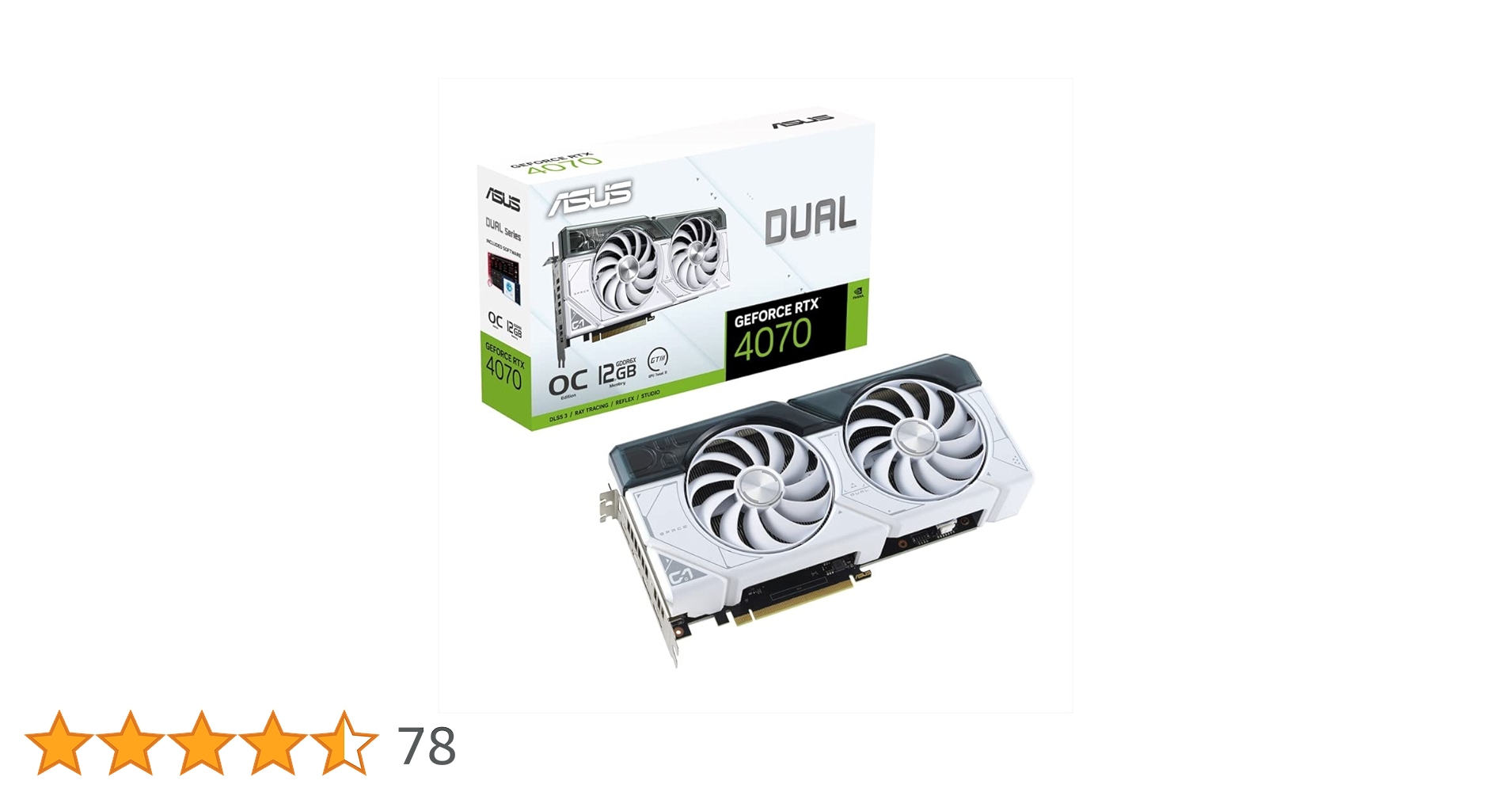 グラフィックボード・グラボ・ビデオカード ASUS Dual RTX4070 SUPER White Edition ASUS Dual GeForce RTX™ 4070 SUPER EVO White OC Edition